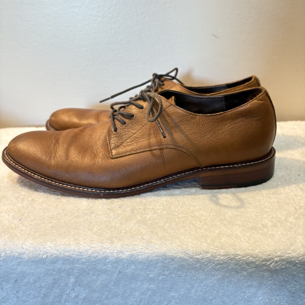 Aston Grey Shoes‎ Mens 9 Orlando Dress Plain Toe Oxford Brown Leather Lace Up